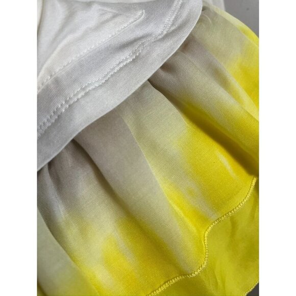 Logo Top M Yellow Tunic Ombre Tie Dye Ruffle Sporty Feminine 80s Hippie Indie - Picture 7 of 10